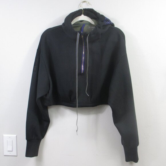 Mizuno Ronda Rousey Reputation Cropped Hoodie Black Size M - Picture 1 of 9
